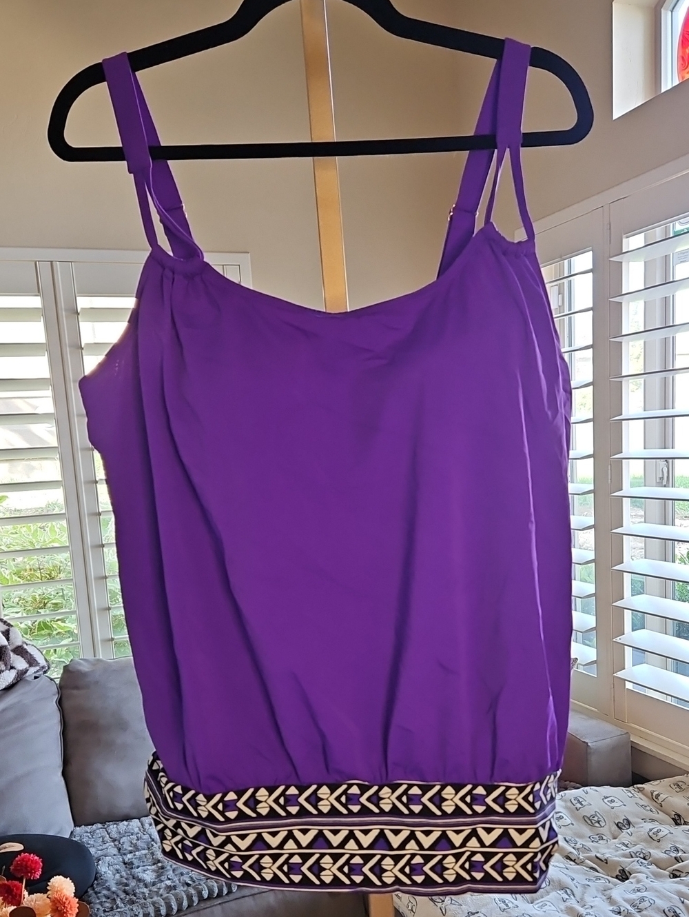 Swimsuits For All Purple Geometric-Hem Camisole